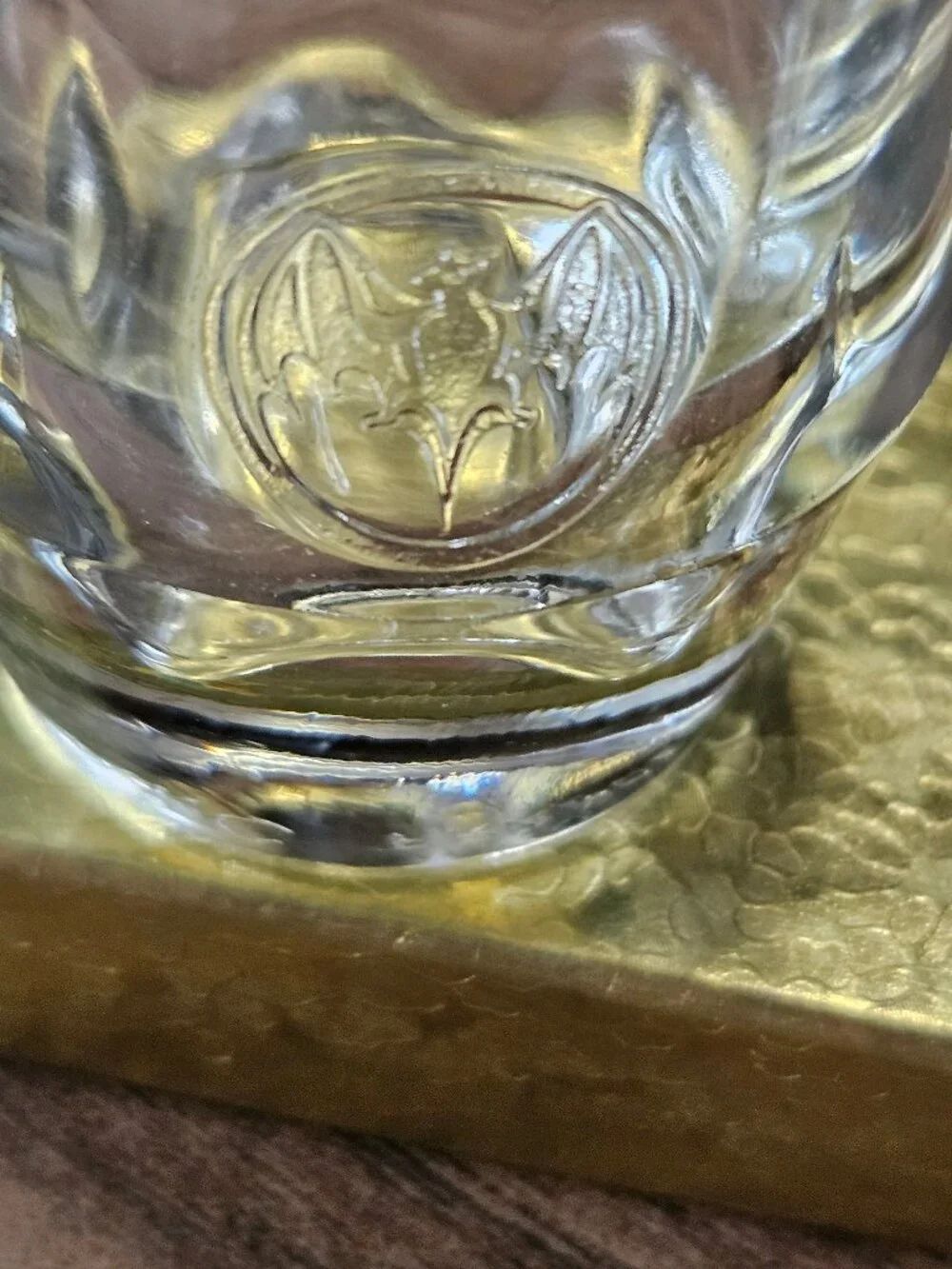 Set of 8 Bacardi Rum Shot Glasses with Raised Bat Logo marked 'arc france'